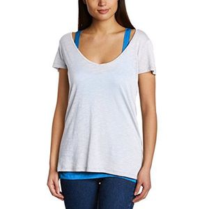 Wrangler Essential T-shirt, effen, V-hals, korte mouwen, voor dames, wit (vintage white), 36
