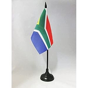 Zuid-Afrika Tafelvlag 15x10 cm - Zuid-Afrikaanse Desk Vlag 15 x 10 cm - Zwarte plastic stok en voet - AZ FLAG