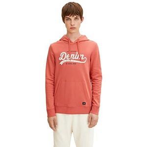 TOM TAILOR Denim Uomini Hoodie met print 1034731, 10418 - Smoky Red, S