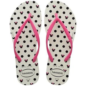 Havaianas Dames Slim Disney Flip-Flop, Wit/Roze Flux, 3/4 UK, Wit Roze Flux, 35/36 EU