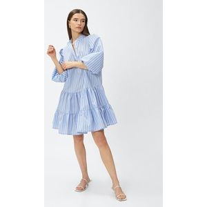 Koton Dames pofmouwen Mandarin Neck Short Shirt Dress, Blue Stripe (6s4), 36