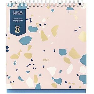 Busy B Bureaukalender van januari tot december 2024 - Terrazzo - bureauplanner met zakken en ingebouwde standaard. Perfect voor kantoor- en bureauorganisatie