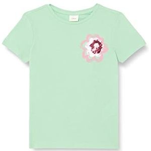 s.Oliver Junior Girl's T-shirt met pailletten, groen, 92/98, groen, 92/98 cm