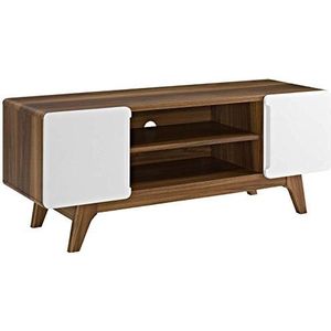 Modway Tread Mid-Century Modern 47 Inch TV Stand in Walnoot Wit