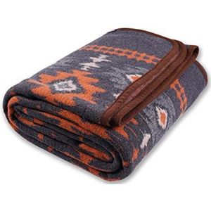 ACUSHLA Merinowol kampdeken - warm, dik, wasbaar, grote plaid - 87 x 63 cm - geweldig voor buiten kamperen alle seizoenen geschikt Myers Grey