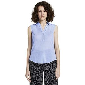 TOM TAILOR Dames Mouwloze Henley-blouse met zijsplitten 1019497, 12819 - Parisienne Blue, 42
