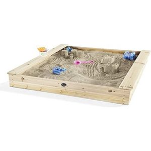 Plum Vierkante houten zandbak voor kinderen met zitbanken - 25055