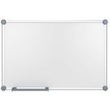 MAUL Whiteboard 2000 MAULpro Magnetisch wandbord van aluminium met pennenbakje voor whiteboardmarkers, droog afwasbaar, krasbestendig oppervlak, liggend en staand formaat, grijs