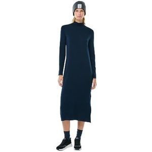 ECOALF - Dames Inmaalf jurk van wol, lange mouwen, ademend en comfortabel, lange jurk, longdry, maat S, marineblauw, Donkerblauw, S