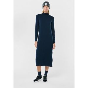 ECOALF - Dames Inmaalf jurk van wol, lange mouwen, ademend en comfortabel, lange jurk, longdry, maat S, marineblauw, Donkerblauw, S