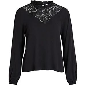 Vila Dames Visuvita L/S LACE TOP/SU-NOOS Blouse, Zwart, 42, zwart, 42