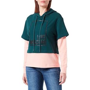Love Moschino Dames lange mouwen met logo box design. Sweatshirt, groen zwart, 42