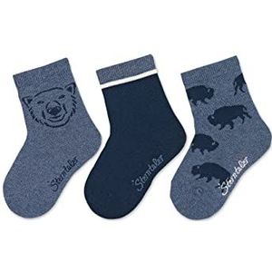 Sterntaler Babysokken voor jongens, set van 3 stuks, beer, inktblauw, 18 EU
