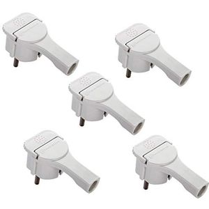 Electraline 92399 Verpakking met 5 geaarde stekkers, plat, wit