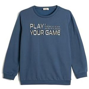Koton Boys's Long Sleeve Crew Neck Printed Detail Soft Interior Sweatshirt, blauw (627), 4-5 jaar