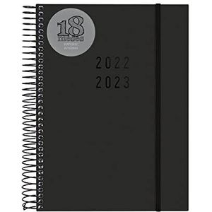 Finocam - Kalender 2022 2023, spiraalbinding, 18 maanden, 2 dagen, juli 2022 - december 2023 (18 maanden), zwart