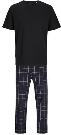 Jack & Jones Jacbacis T-shirt en geweven broek, geschenkdoos, Zwart/verpakking: broek Navy Check, XL