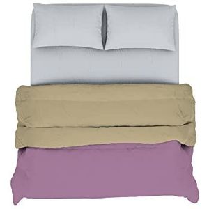 Winter donsjas tweekleurig Italy, paars/crème, tweepersoonsbed