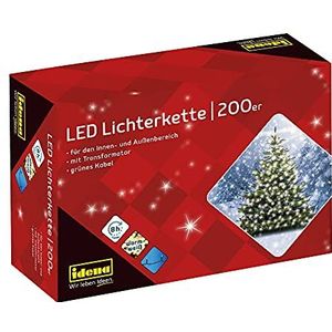 Idena 8325066 LED-lichtketting met 200 LEDs in Warm Wit, 8 uur timerfunctie, Binnen en Buiten, ca. 27,9 m Lang