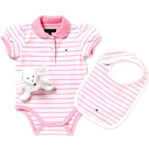 Tommy Hilfiger Unisex - Baby babykleding/kledingset BIB BABY POLO BOX_EZ51416976, roze (690_little pink), 68 cm