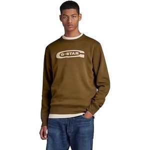 G-STAR RAW Old School Logo R Sw Sweater voor heren, groen (Dark Olive D23894-c235-c744), M