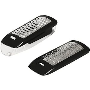 Amig - Handmatige voedselrasp | met tank + 2 verwisselbare messen van roestvrij staal | fijn en grof gewreven | geschikt voor fruit, groenten, brood, aardappelen, kaas of chocolade