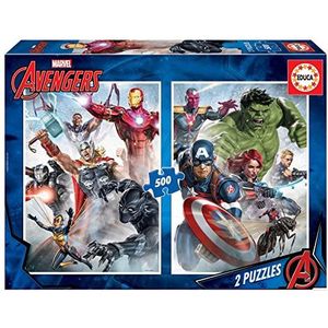 Educa Marvel Avengers 17994, 2 x 500 stukjes puzzel voor volwassenen en kinderen vanaf 10 jaar, superhelden, puzzelset