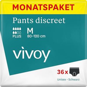 Vivoy Pants Discreet Plus M zwart - 36 broeken in maandpakket (4 x 9 stuks) - bij sterke blarenzwakte en incontinentie