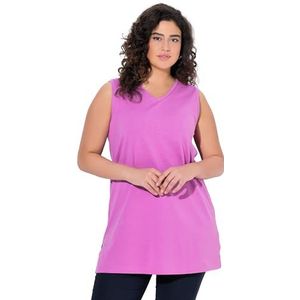 Ulla Popken Basic top voor dames, V-hals, relaxed T-shirt, koel roze, 42-44