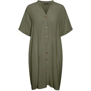 PCVINSTY SS Linnen Shirt Dress, diep lichen green, S