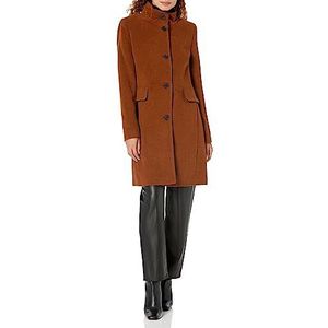 DKNY Damesjas voor dames, buttondown met kraag en zakken, toffee, L