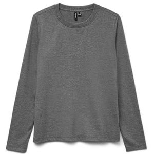 Vero Moda - VMPAULINA LS T-SHIRT GA JRS NOOS - Shirt - Medium Grey Melange - Lange Mouwen