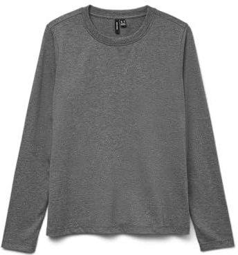 Vero Moda - VMPAULINA LS T-SHIRT GA JRS NOOS - Shirt - Medium Grey Melange - Lange Mouwen