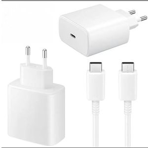 Snelle witte adapter, 45 W, USB C, met USB-C-kabel, compatibel met Samsung Galaxy S23 Ultra/S23+/S23/S22 Ultra/S22/S21/S20/A52/A53/A72/A13/Note 20/Note 10, Galaxy Tab S8/S7