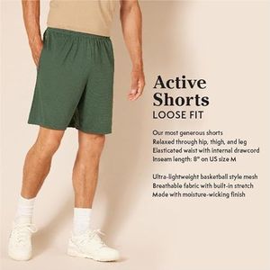 Amazon Essentials Men's Performance Tech korte broek met losse pasvorm (verkrijgbaar in grote en lange maten), Pack of 2, Groen Camouflage/Marineblauw, XS