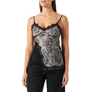 Pinko Gewatteerde top van kant Valencienn tanktop voor dames, Zdg_zwart/boter, 46 NL