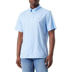 Tommy Hilfiger Heren Flex Poplin Rf Shirt S/S Casual Shirts, Blauw, S, Vaartuig Blauw, S