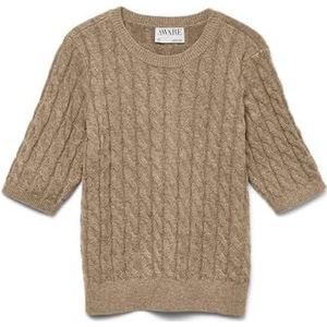 VERO MODA Awlorella 2/4 Crew Neck Knit Top Noos, Natural Melange, XXL