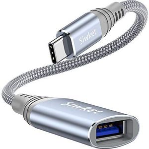 Siwket USB C naar USB 3.0 adapter, type C mannelijk naar USB vrouwelijk OTG adapterkabel compatibel met Thunderbolt 3 MacBook Pro 2018/Air 2018, iPad Pro, Huawei P30/P20, Mate 30/40, Samsung Galaxy