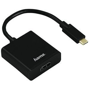 Hama USB-C-adapter op DisplayPort (aansluiting van apparaten met USB 3.1 type C en Thunderbolt 3 aan Display Port 1.2 Monitoren/TV/Beamer, Ultra HD, 4k, vergulde stekker) zwart HDMI zwart