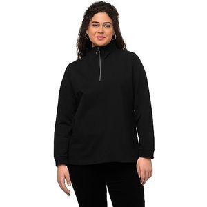 Ulla Popken Troyer-sweatshirt voor dames, zwart, 50/52 Grote maten