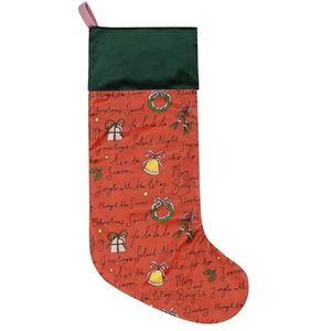 furn. Christmas Spirit bedrukte fluwelen kerstkous, veelkleurig, 29 x 27 cm