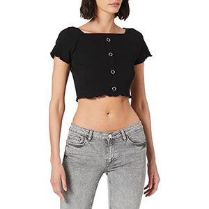 NA-KD Babylock shirt met ruches voor dames, Zwart, XS