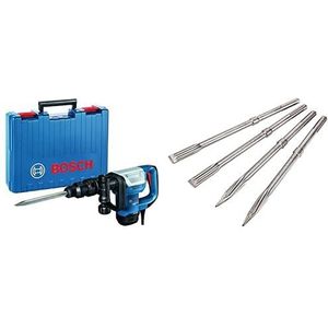 Bosch Professional breekhamer GSH 5 (SDS max, slagenergie 7,5 J, 1100 watt, incl. puntbeitel & opbergkoffer) & Bosch Accessories 4-Delige Beitel Set Sds Max (Accessoires Afbreekhamer)