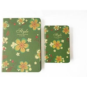 NOVAGO Set van 2 notitieblokken, notitieboeken, notitieboeken met bloemenmotief (bloemengroen)