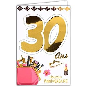 69-2129 verjaardagskaart, 30 jaar, dames - mooie vrouw schoonheid make-up schoen met hak