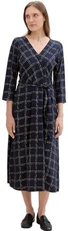 Jurk - Geruit - V-hals - 3/4 Lengte - Lange Mouw - Normale Pasvorm