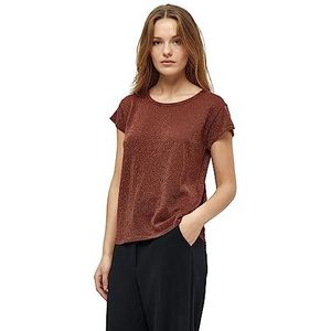 Carlina Gebreid T-shirt, Donker kaneel bruin metallic, XS