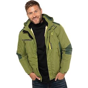 JP 1880 Heren grote maten grote maten menswear L-8XL functionele jas, 3X-functie, capuchon, deels fleece voering 723368, olijfgroen, L