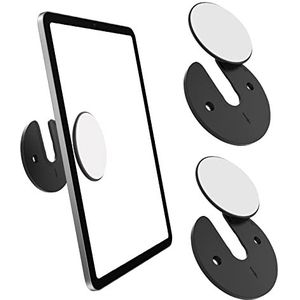 MoKo Universele wandhouder voor tablet-telefoon, set van 2 stuks, 90 graden draaibare, ronde, verstelbare tablethouder, apparaatopslag, compatibel met iPad, Kindle e-reader, smartphone, wifi-router, tv-box, zwart